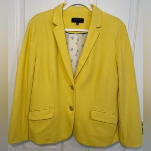 Talbots Cotton Knit Blazer Jacket Size 16p Yellow